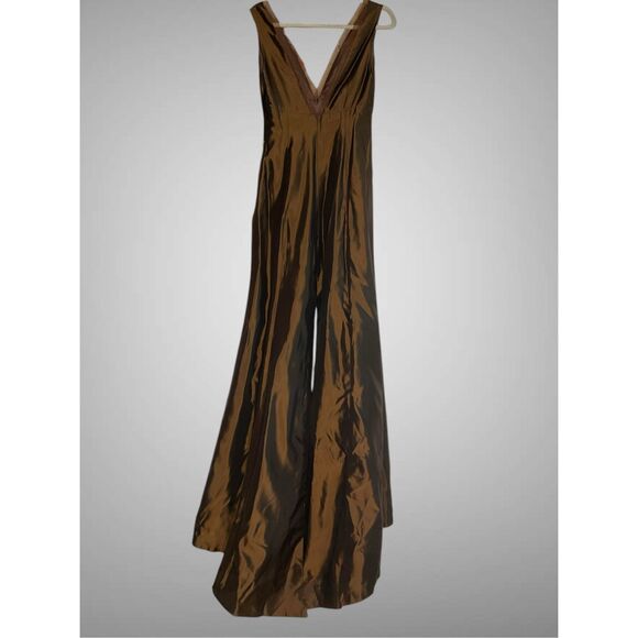 Vintage Vera Wang Dress Sz4 Brown A-line Empire Waist Regencycore Gown w/Trail - Picture 13 of 16